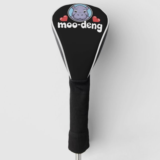 Moo Deng Bouncy Pig in Thai Picture Baby Hippo Golf Head Cover (Front)