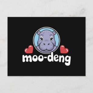 Moo Deng Bouncy Pig in Thai Picture Baby Hippo Postcard