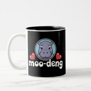 Moo Deng Bouncy Pig in Thai Picture Baby Hippo Two-Tone Coffee Mug