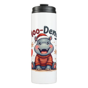 Moo-Deng Christmas Hippo Cute Holiday Cartoon Snow Thermal Tumbler