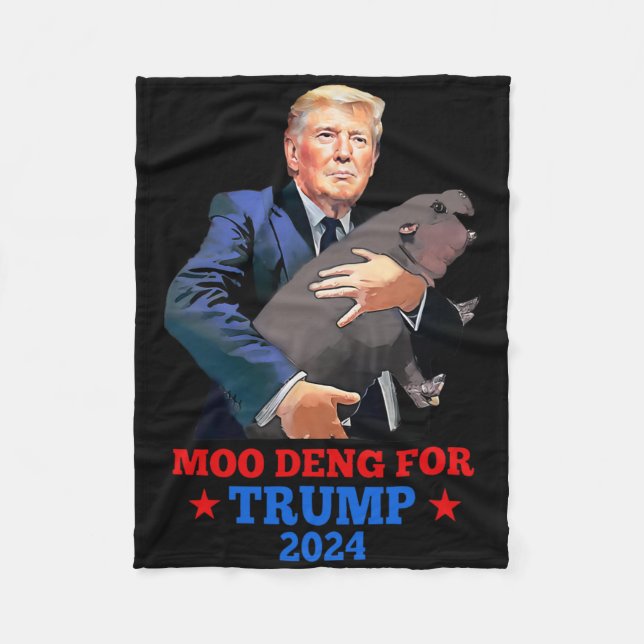 Moo Deng For Trump By  Fleece Blanket (Front)