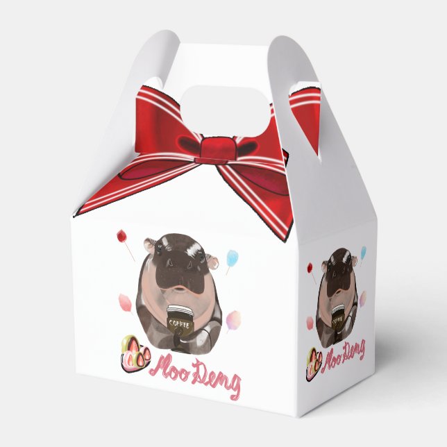 Moo Deng Hippo  Favor Box (Front Side)