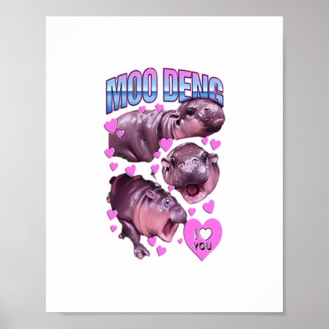 Moo-Deng Hippo The Famous Baby Pigmy Moodeng T-Shi Poster (Front)