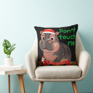 Moo Deng Hippo  Throw Pillow