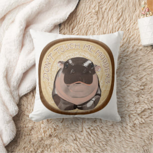 Moo Deng Hippo  Throw Pillow