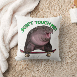 Moo Deng Hippo  Throw Pillow