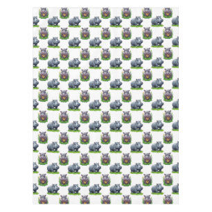 Moo Deng Hippopotamus Animal Pattern Design Tablecloth