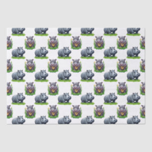 Moo Deng Hippopotamus Animal Pattern Design Tissue Paper