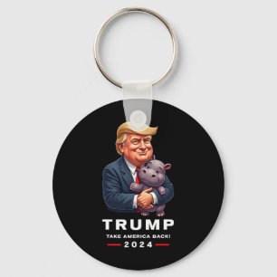 Moo Deng Hippopotamus Support Donald Trump 2024 Fu Keychain