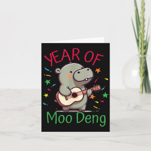 Moo Deng Is A Pygmy Hip Happy New Year Funny  Card