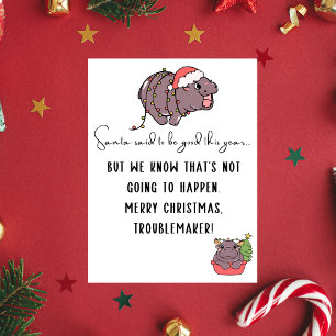 Moo Deng Merry Christmas Funny Quotes For Friends  Holiday Postcard