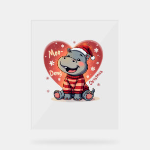 Moo-Deng Noël Hippo mignon Caricature de Noël Neig
