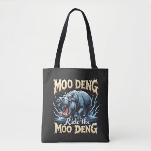 Moo Deng Ride the Moo Deng Funny Hippo  Tote Bag