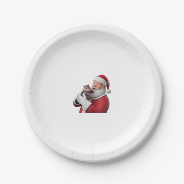 Moo Deng Super Hippo Helps Santa Spread Joy Tank T Paper Plate (Front)