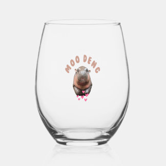 MOO-DENG THE FAMOUS BABY PIGMY HIPPO MOODENG T-Shi Stemless Wine Glass