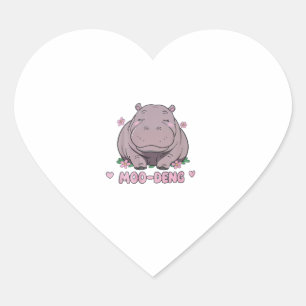 Moo-Deng The Famous Cute Baby Hippopotamus in Thai Heart Sticker