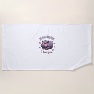 Moo Deng the funny Baby Pygmy Hippo Cute Hippopota Beach Towel