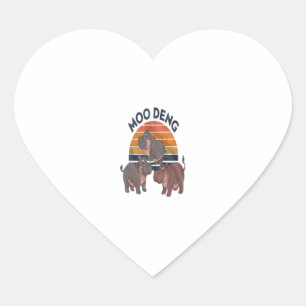 Moo Deng vintage retro sunset hippos T-Shirt Heart Sticker