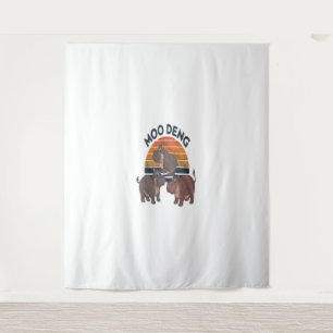 Moo Deng vintage retro sunset hippos T-Shirt Tapestry
