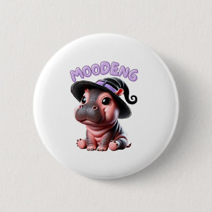 Moo-Deng Witch Halloween Hippo Cute Baby Pygmy Hip 2 Inch Round Button