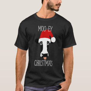 Moo Ey Christmas Cow Funny Santa Claus T-Shirt