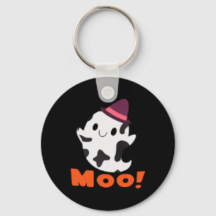 Moo! Funny Cow Ghost Halloween Women Girls Boys  Keychain