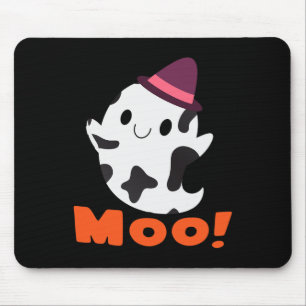 Moo! Funny Cow Ghost Halloween Women Girls Boys Mouse Pad
