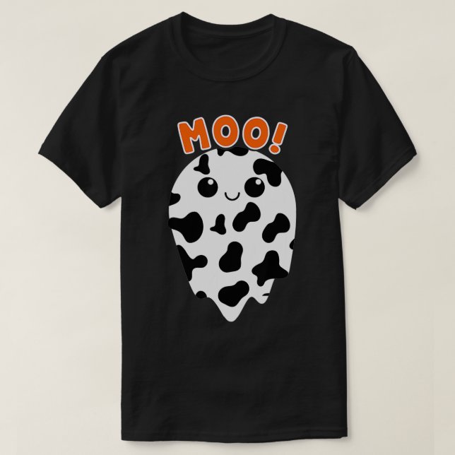 Moo Ghost Funny Cow Print Ghost Cute Cow Pattern H T-Shirt (Design Front)