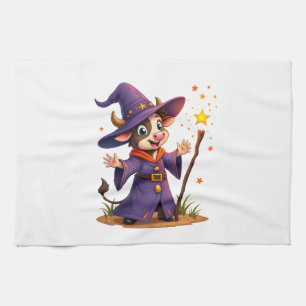 Moo-Gician the Cow Sorcerer Kitchen Towel
