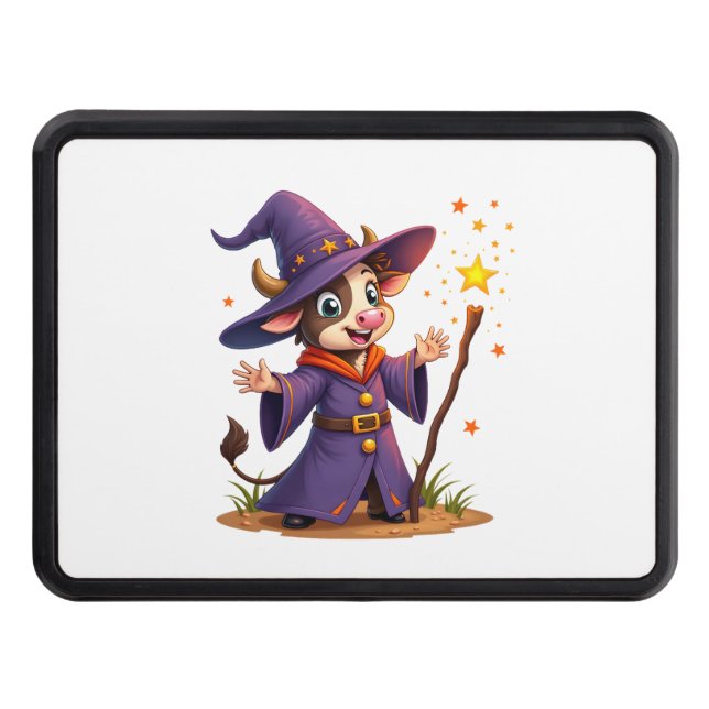 Moo-Gician the Cow Sorcerer Trailer Hitch Cover (Front)