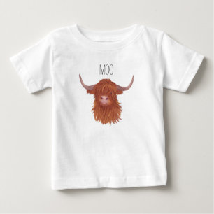 Moo Highland Cow, Scottish Cow Baby T-Shirt