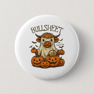 Moo... I Mean Boo Bullsheet Cow Ghost Halloween 1 2 Inch Round Button