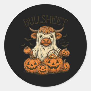 Moo... I Mean Boo Bullsheet Cow Ghost Halloween 1 Classic Round Sticker