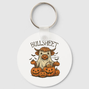 Moo... I Mean Boo Bullsheet Cow Ghost Halloween 1 Keychain