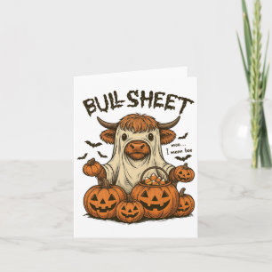 Moo... I Mean Boo Bullsheet Highland Cow Ghost Hal Card