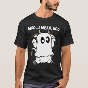 Moo I Mean Boo Cow Costume Halloween Teen Girl T-Shirt