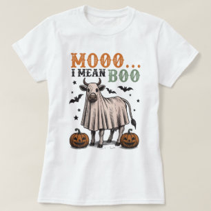 Moo I Mean Boo Funny Cow Halloween T-Shirt