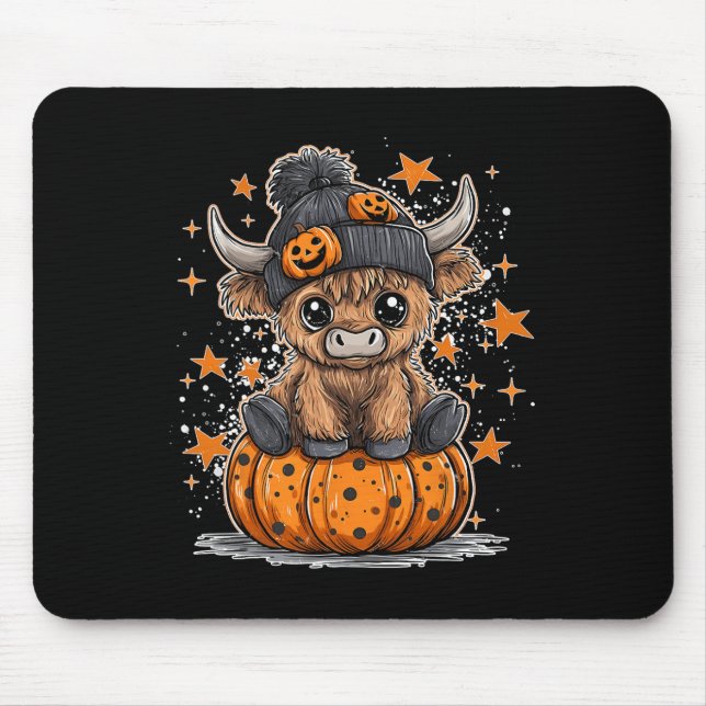 Moo I Mean Boo Funny Fall Pumpkin Cow Halloween  Mouse Pad (Front)