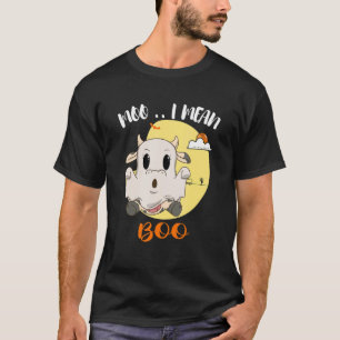 Moo I Mean Boo Funny Ghost Cow Halloween T-Shirt