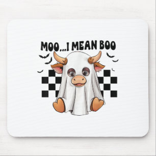 Moo I Mean Boo Ghost Cow Funny Halloween Costume C Mouse Pad