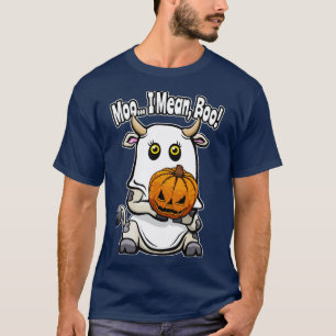 Moo I Mean Boo Ghost Cow Lover Halloween Pumpkin T-Shirt