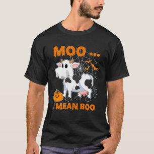 Moo I Mean Boo Ghost Cow Pumpkin Costume For Hall T-Shirt