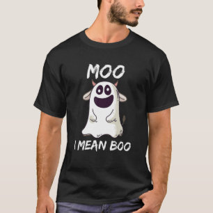 Moo I Mean Boo Ghost Cow Pumpkin Moon Halloween Gi T-Shirt