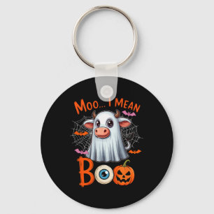 Moo I Mean Boo Halloween Farmer Cow Cosplay Boo Gh Keychain