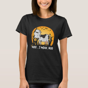 Moo I Mean Boo Halloween Ghost Cow Funny Hallowen T-Shirt