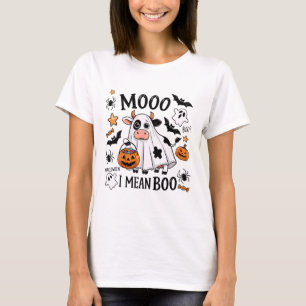 Moo I Mean Boo Spooky Cow Halloween Spooky Heifer  T-Shirt