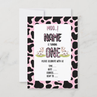 Moo I'm turning one Invitation