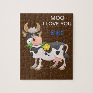 "MOO" JE T'AIME VOIR PUZZLE PERSONNALISÉ.