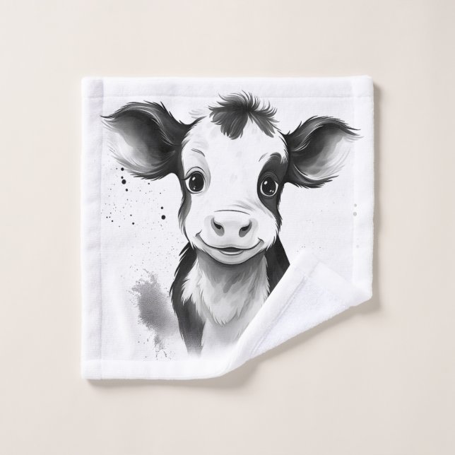 "Moo-Ments of Cleanliness" Towel Set - Farm-Fresh  (Wash Cloth)