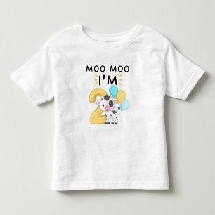 Moo Moo I'm Two 2nd Birthday Funny Cow Sounds Toddler T-shirt